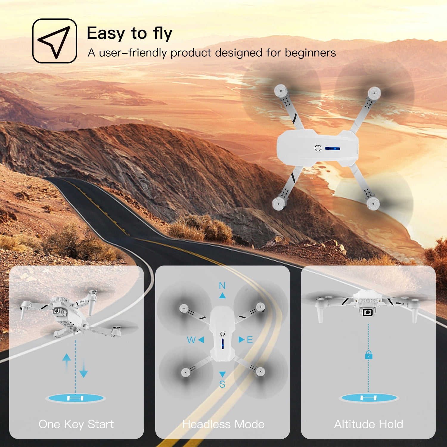Dual Camera FPV Foldable Drone for Beginners