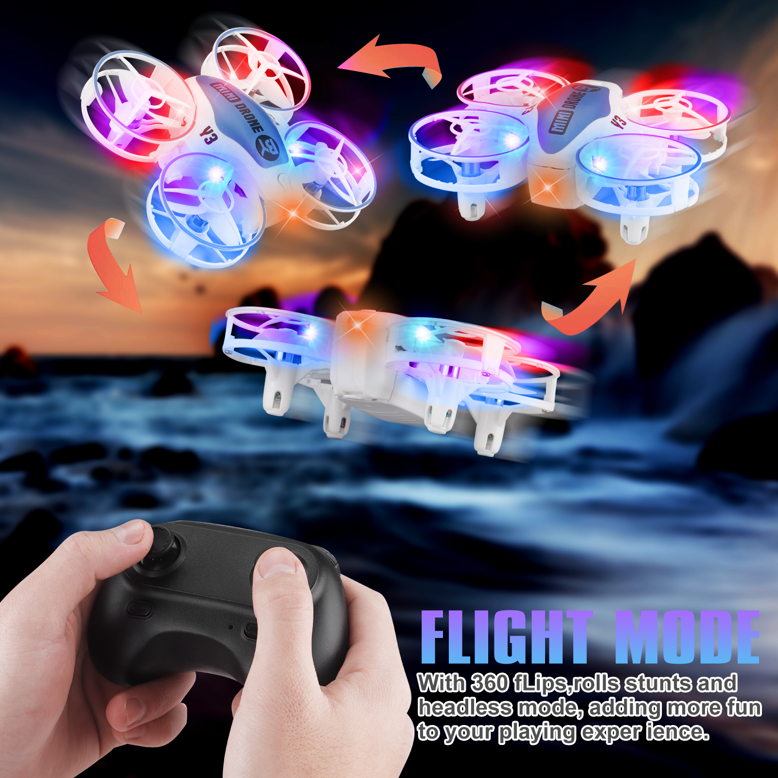Multicolor LED Mini Drones for Kids