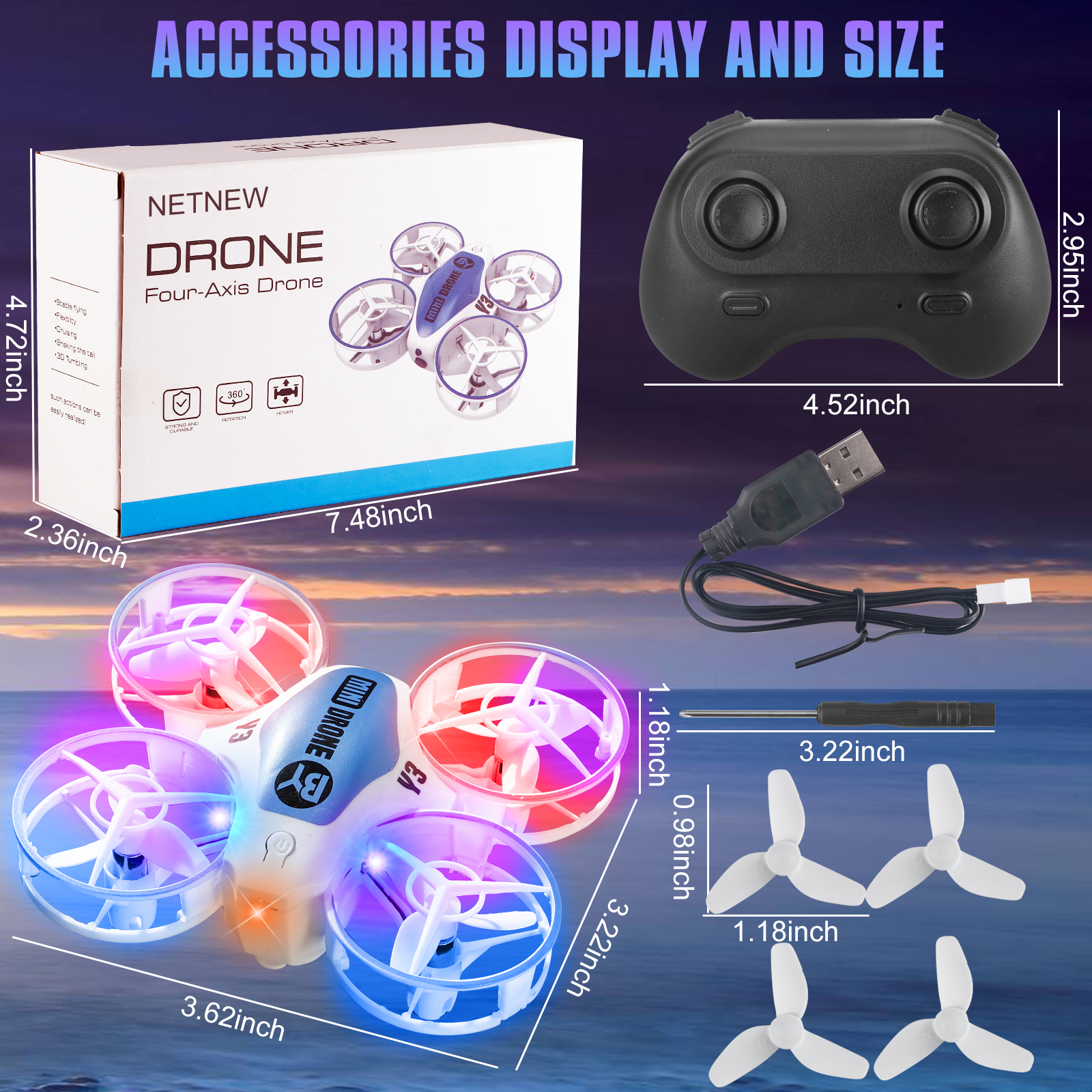 Multicolor LED Mini Drones for Kids