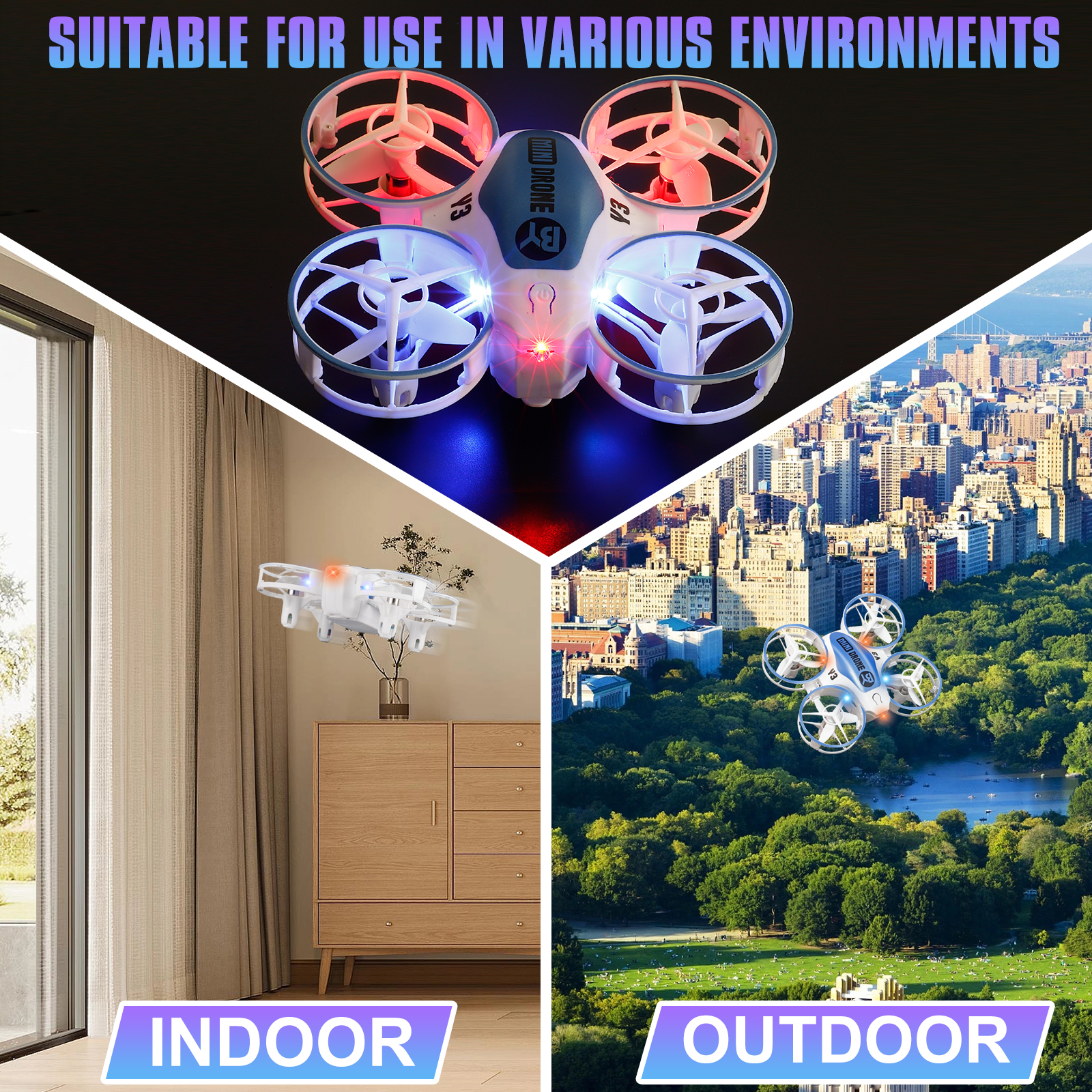 Multicolor LED Mini Drones for Kids