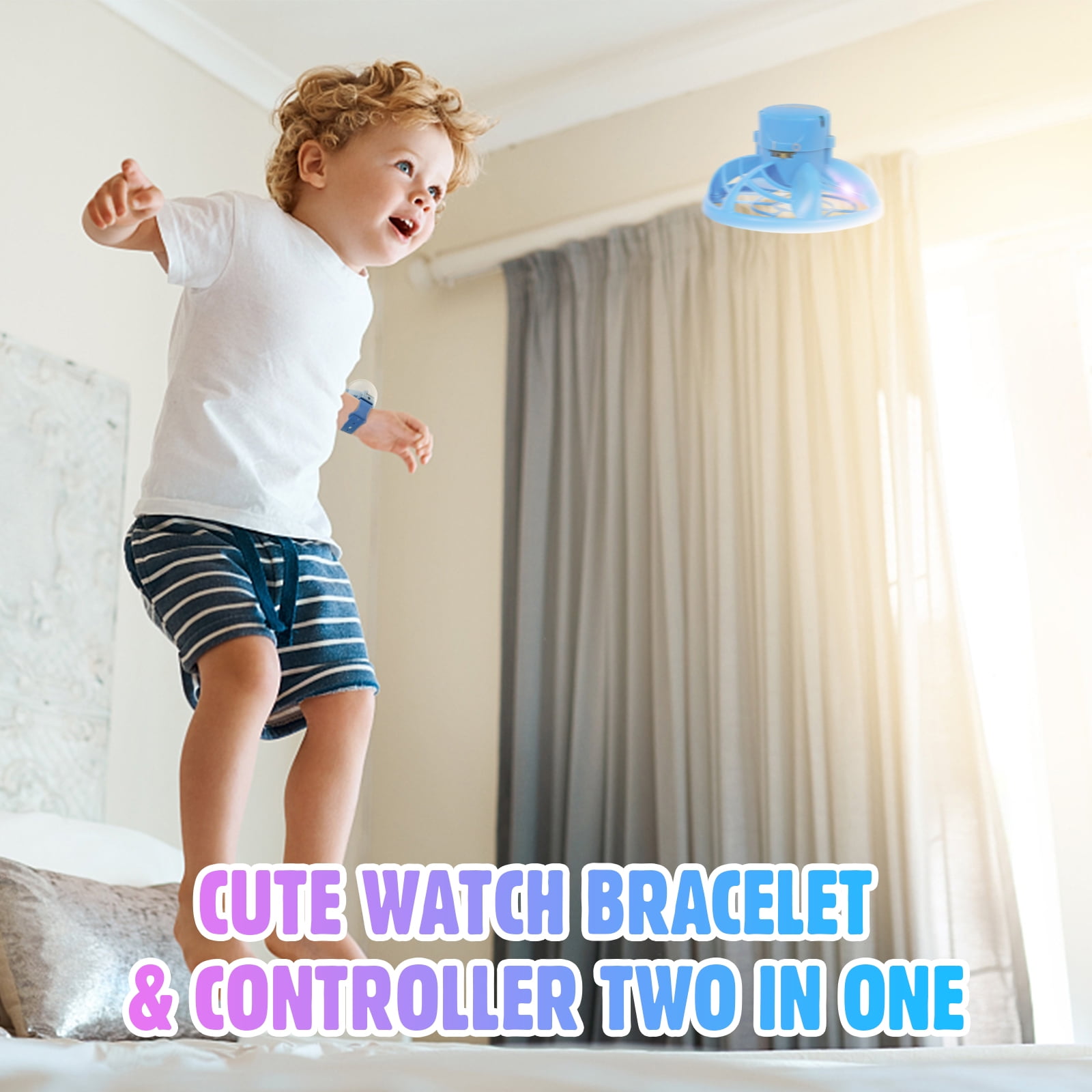 Blue Hand Controlled Mini Drone Flying Ball