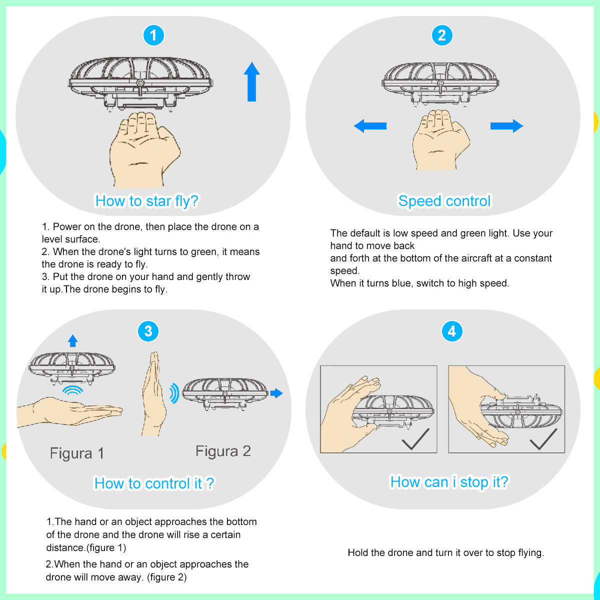 Kids' Hand-Operated UFO Stunt Drone with LED Lights