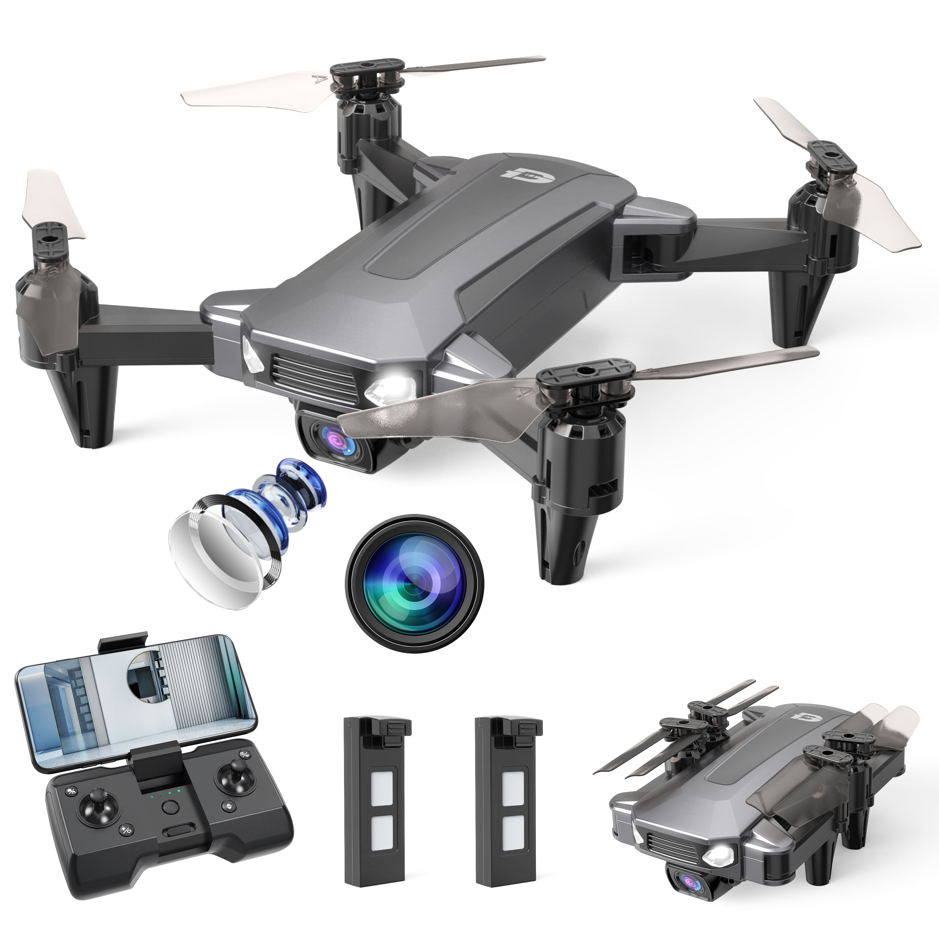 DEERC D40 Quadcopter with 1080P Camera, 2 Batteries