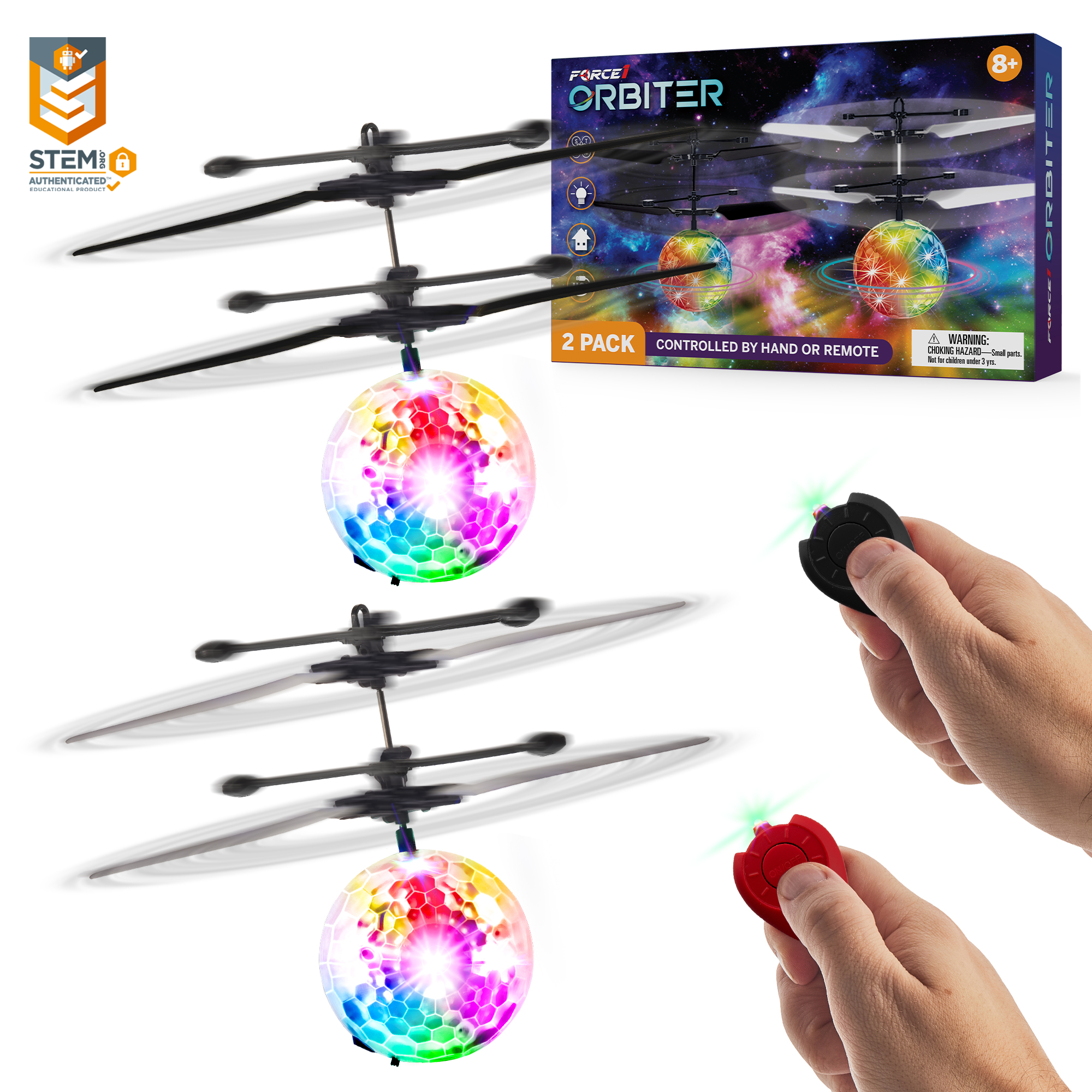2 Hand-Operated Multicolor LED Drones