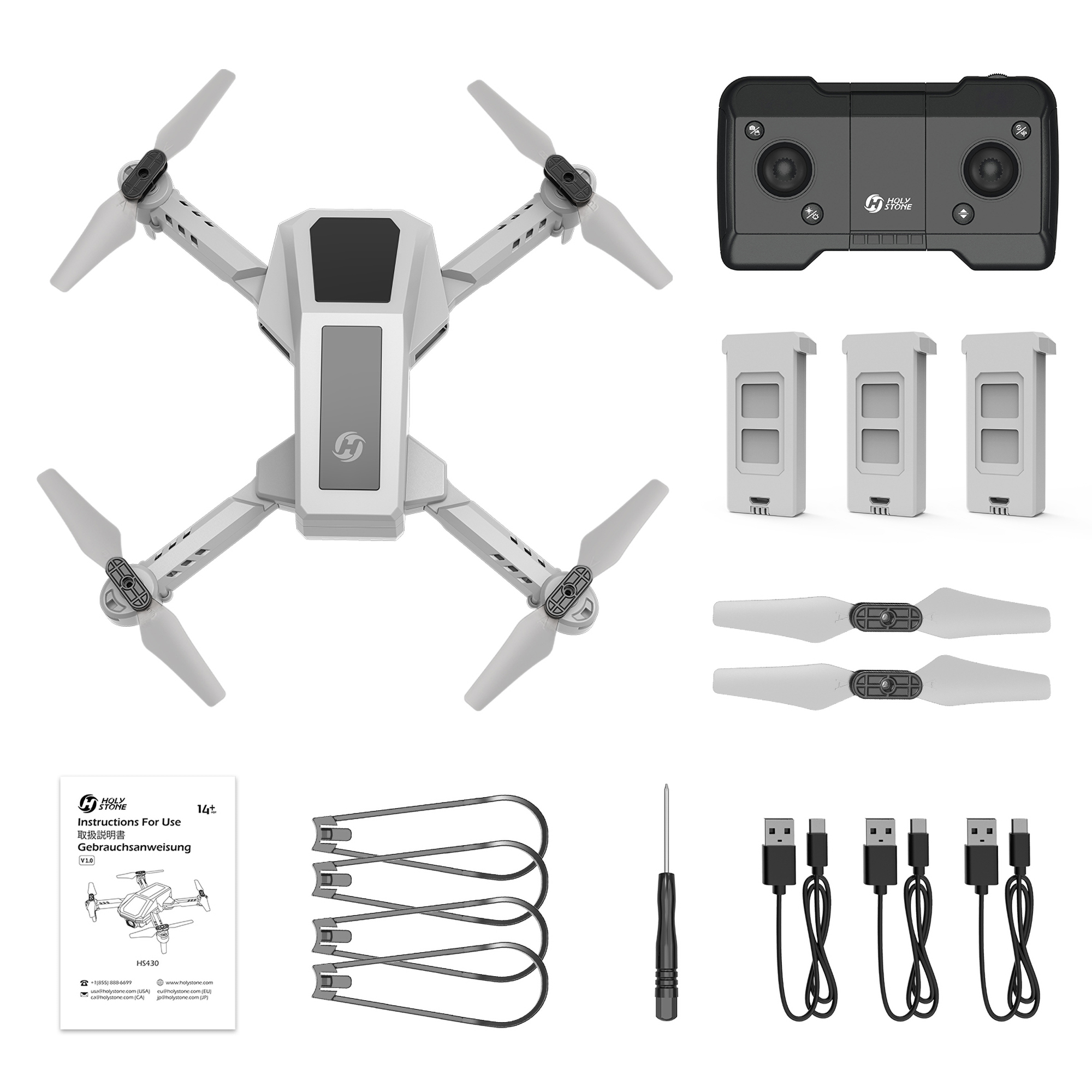 Foldable RC Quadcopter with Camera and 3 Batteries