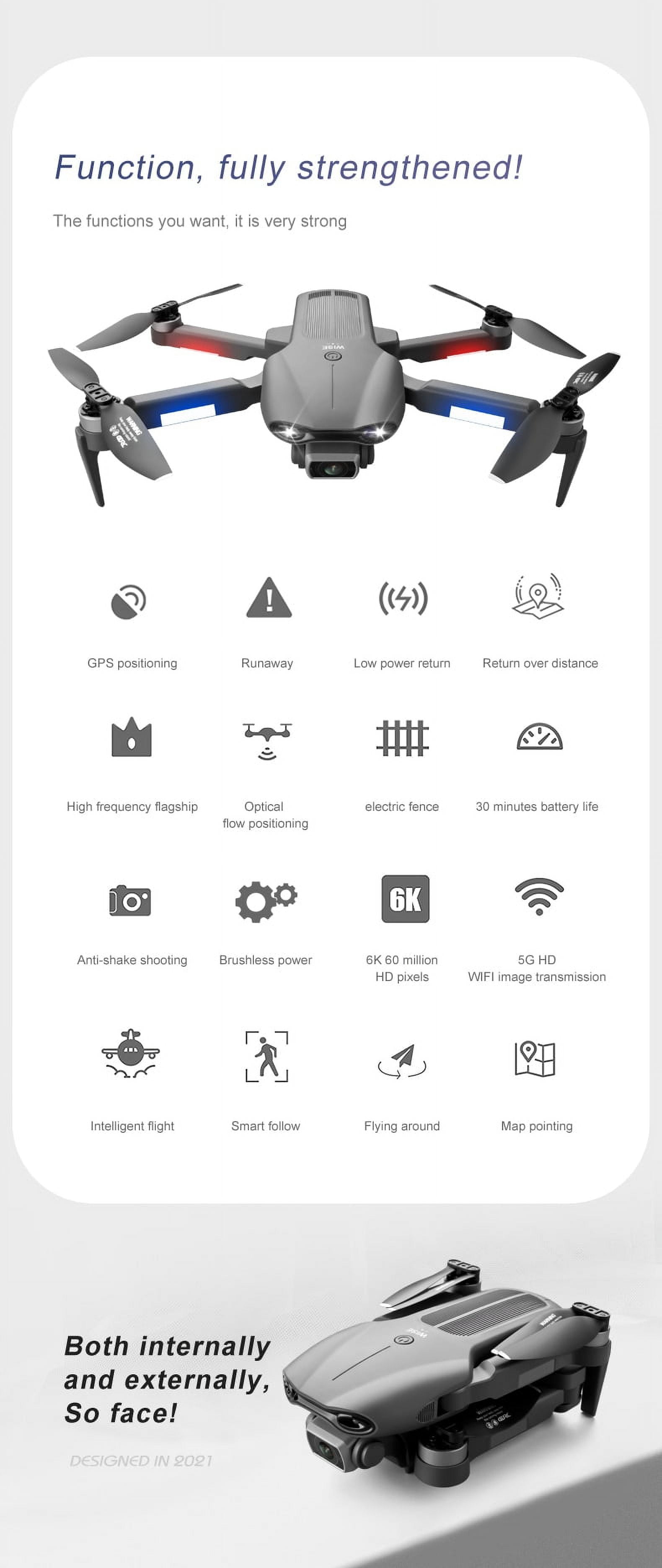 2022 F9 GPS Drone with 6K Dual HD Camera