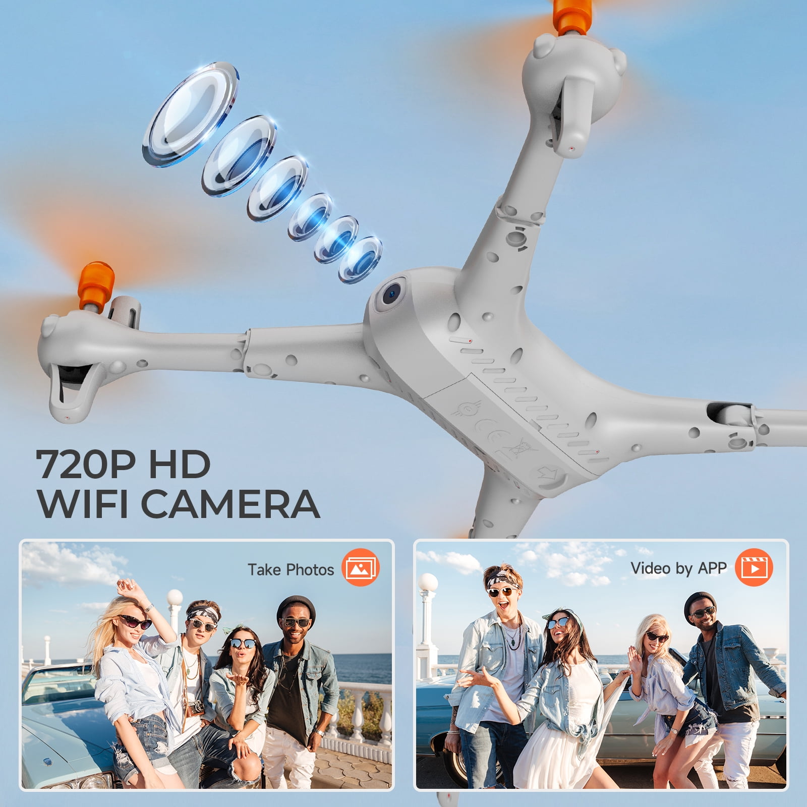 WiFi HD RC Drone for Kids/Adults, Altitude Hold