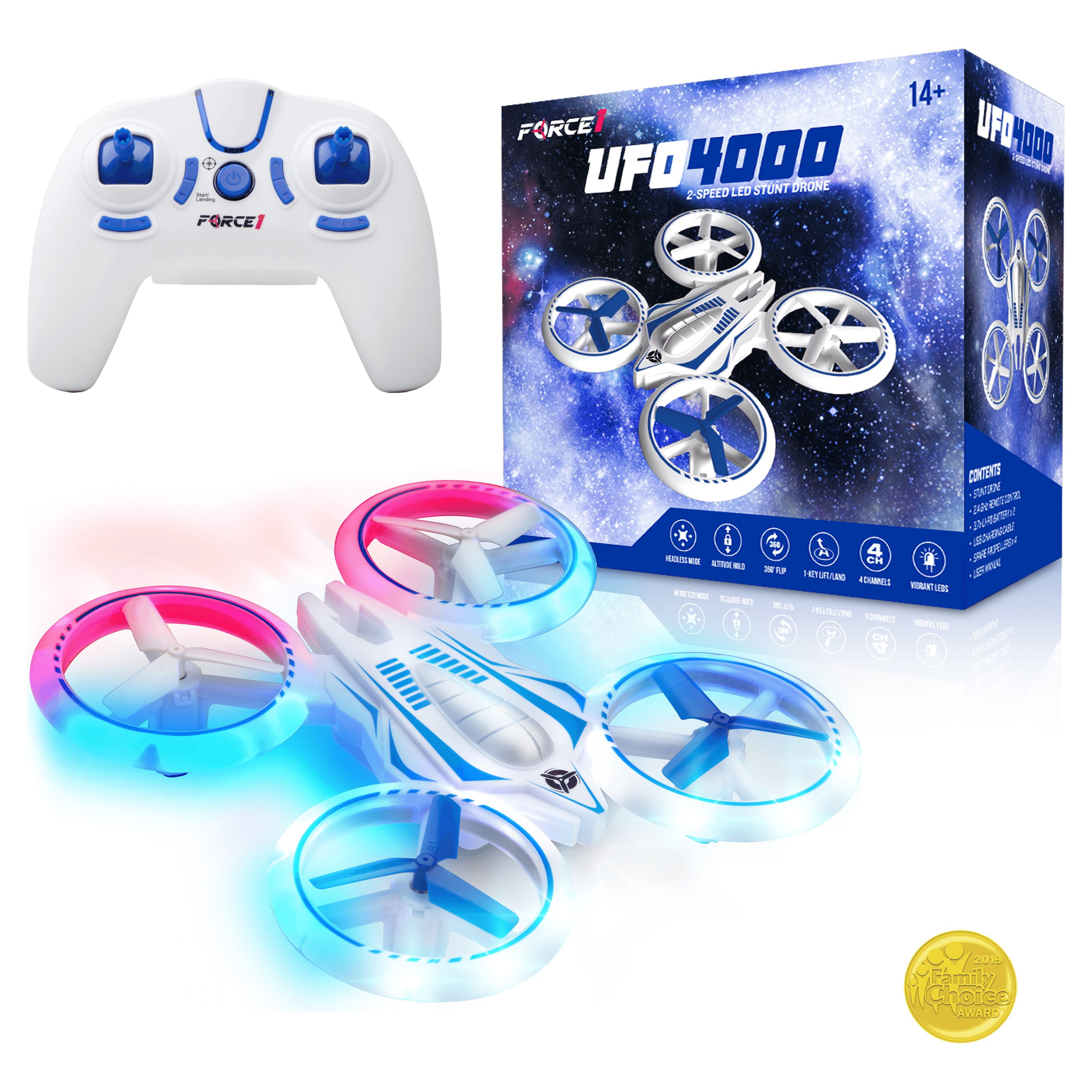 Beginner drone with colorful LEDs & extra battery
