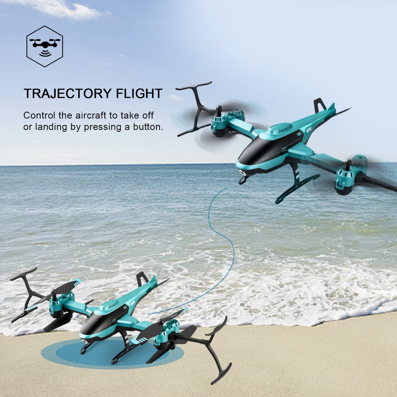4DRC Blue Foldable HD Camera Drone with 2 Batteries