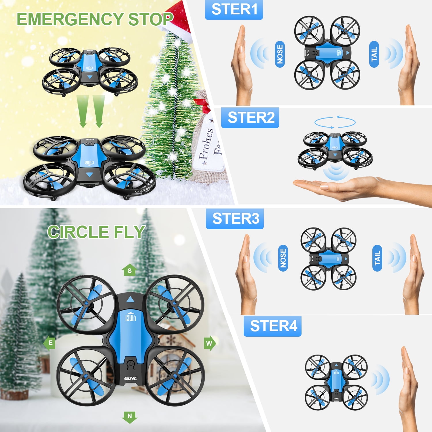4DRC Mini Drone with 3 Batteries & Storage Bag