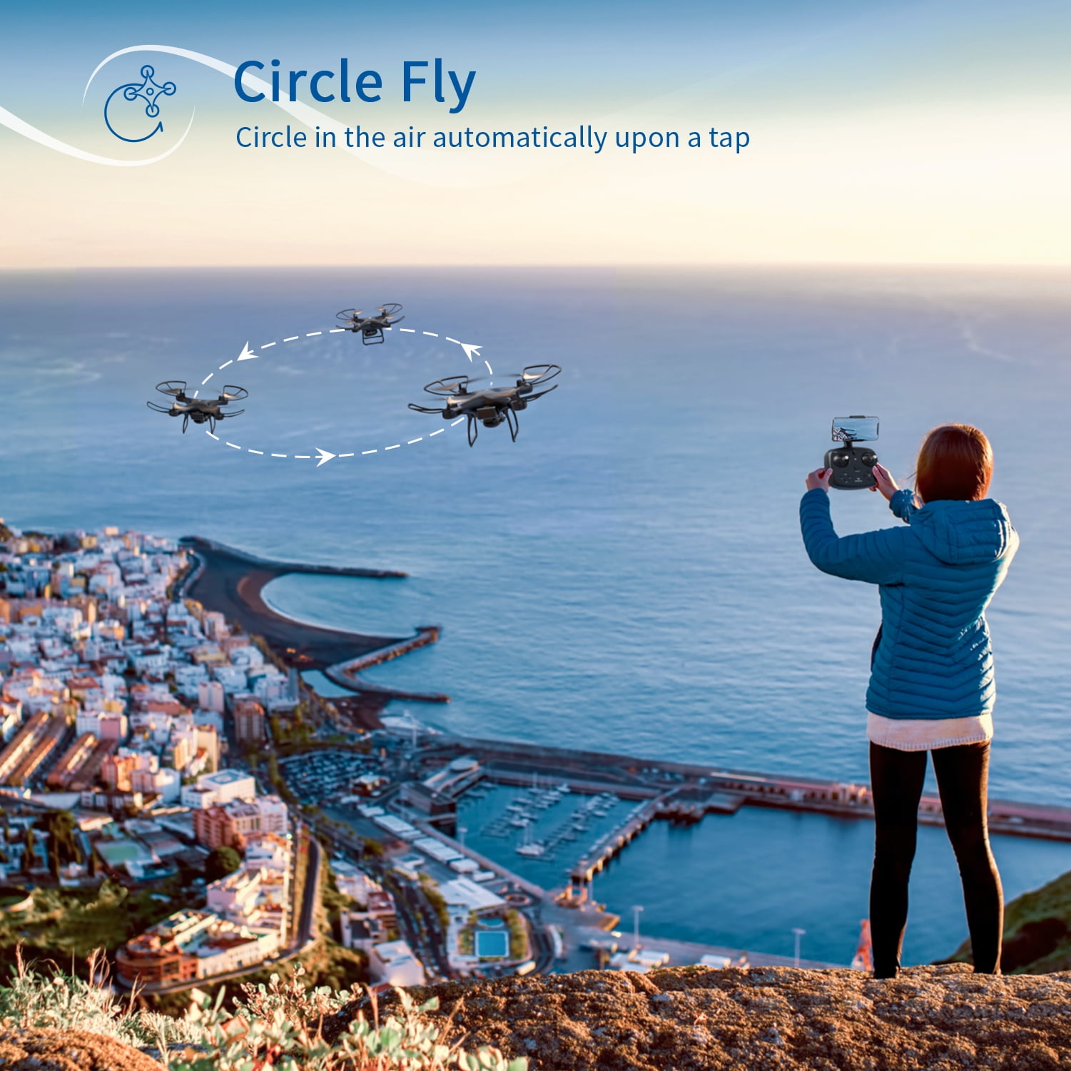 Snaptain SP650 Drone 2K Camera 2 Batteries Black