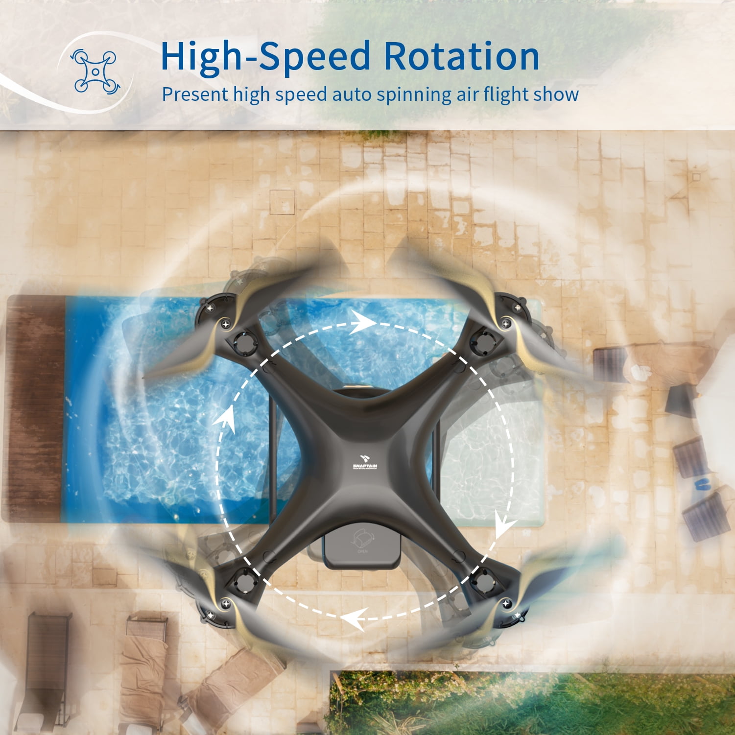 Snaptain SP650 Drone 2K Camera 2 Batteries Black