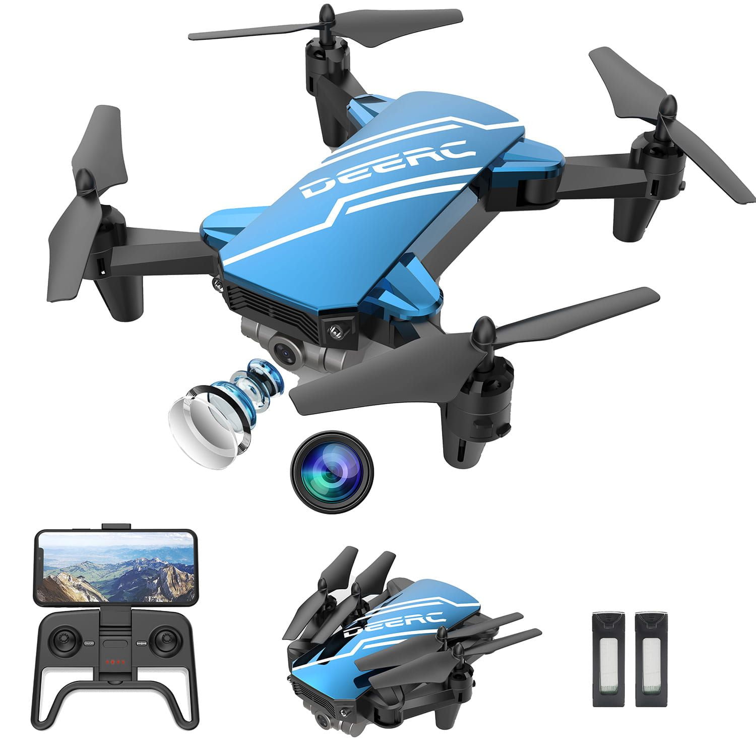 DEERC D20 Mini Drone with Voice Control & Two Batteries
