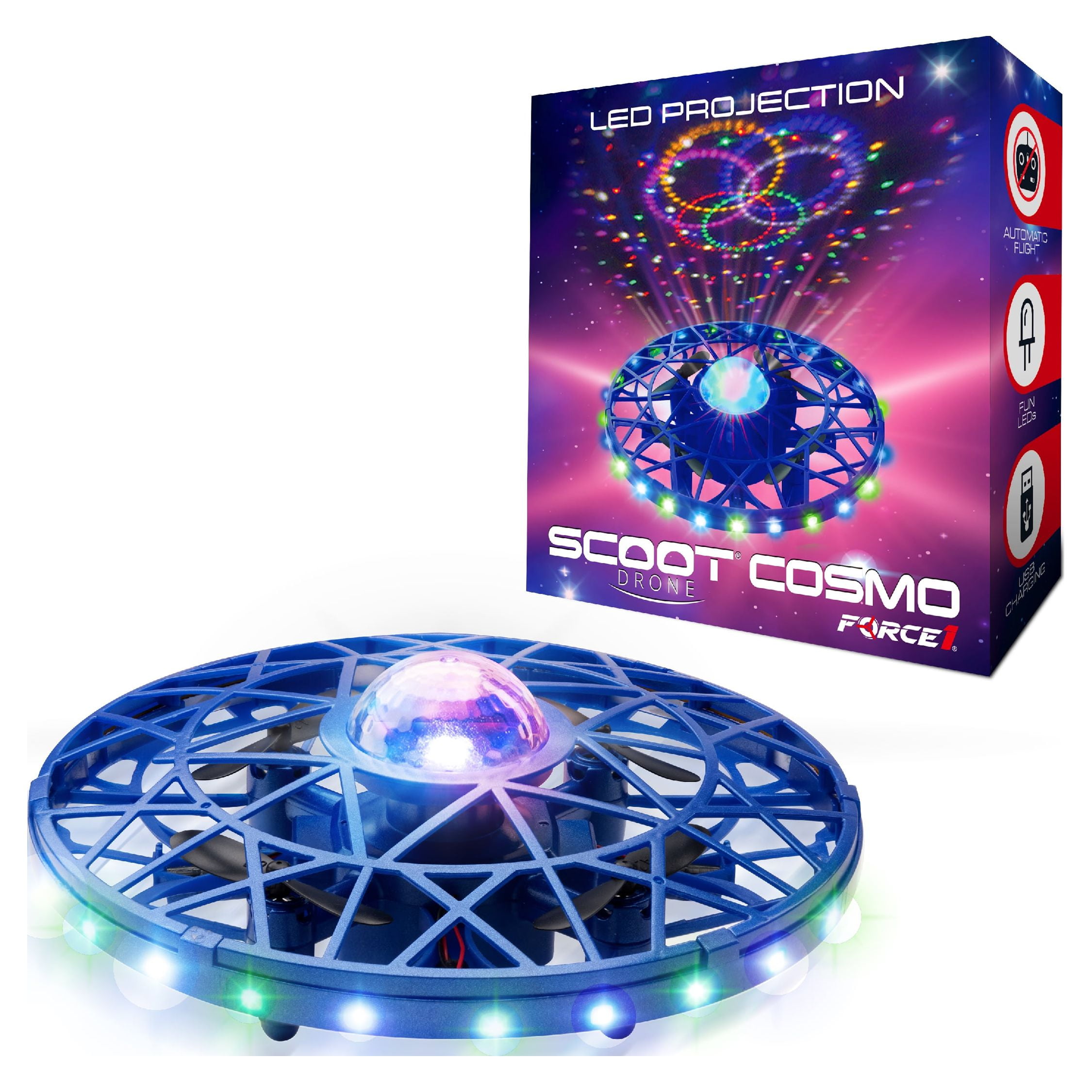 Hand Controlled Aerial Drone with LED Projector