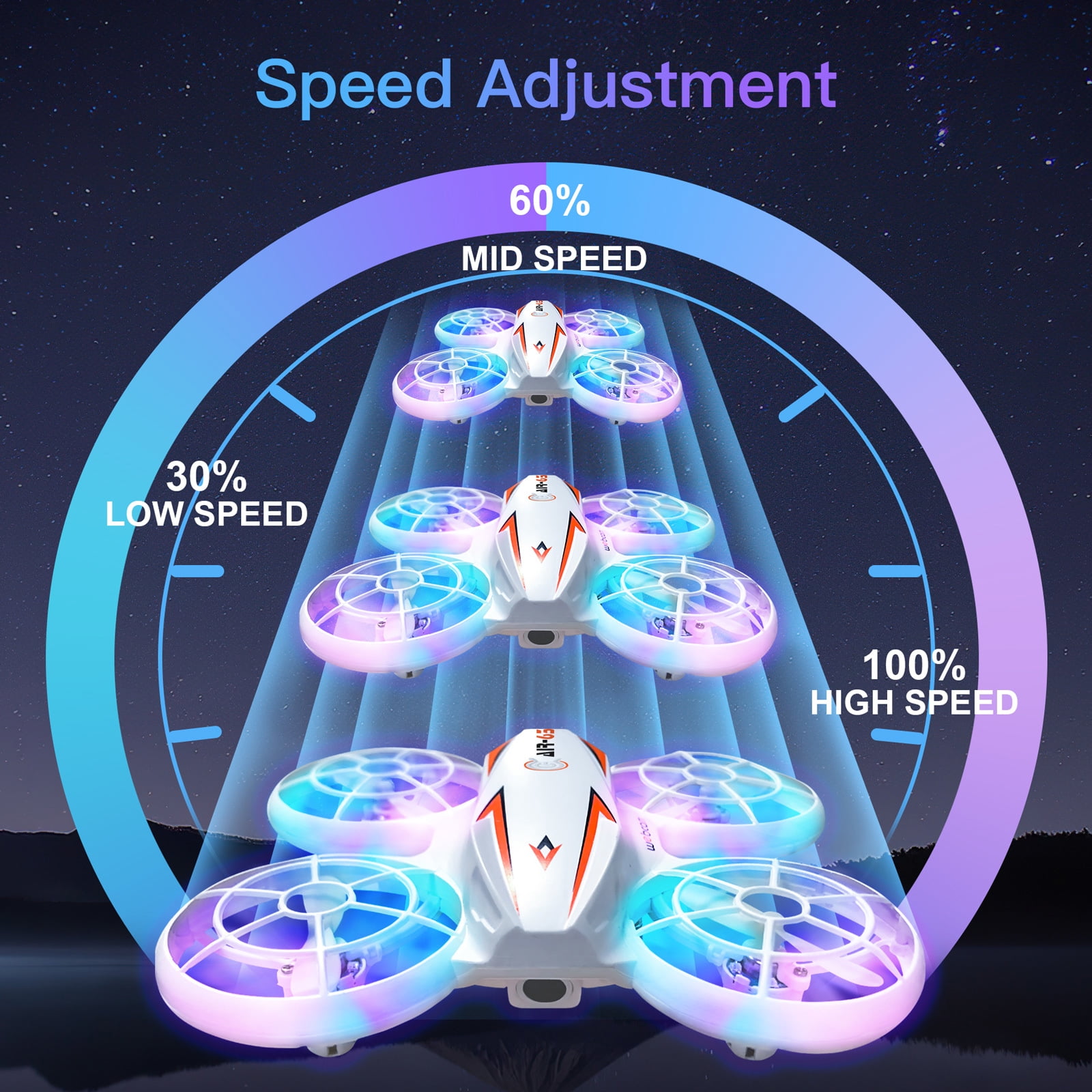 Kid's RC drone with LED lights & obstacle avoidance