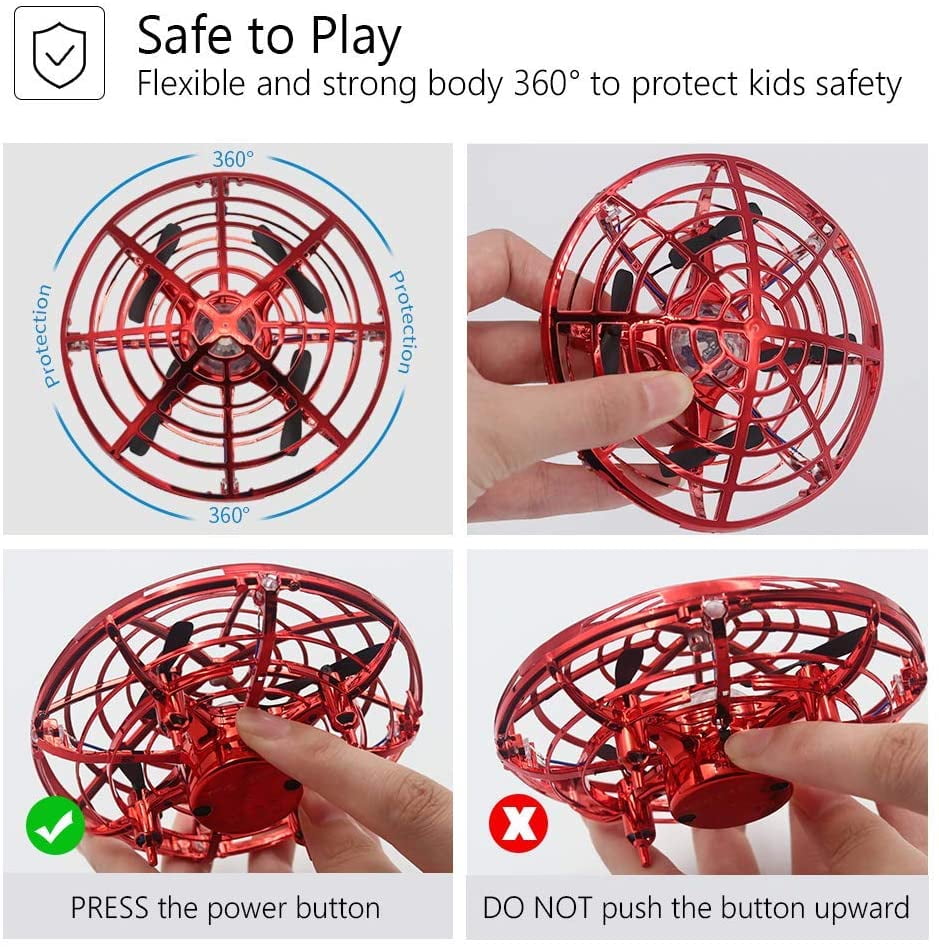 Remote-Controlled LED Drone for Kids - Red
