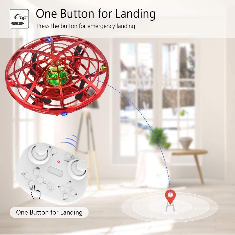 Remote-Controlled LED Drone for Kids - Red