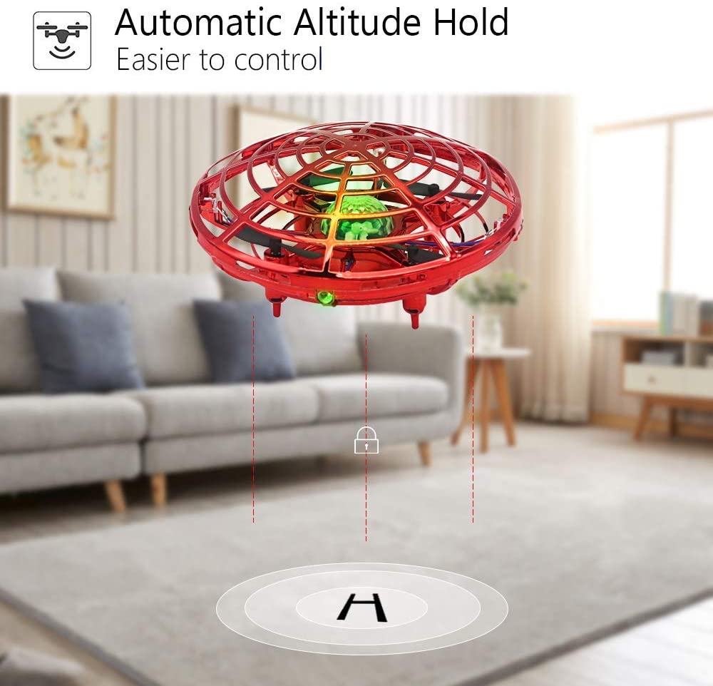 Remote-Controlled LED Drone for Kids - Red