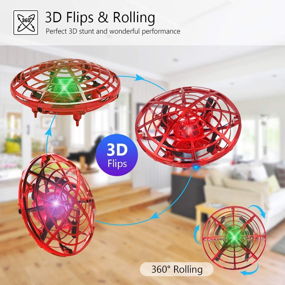Remote-Controlled LED Drone for Kids - Red