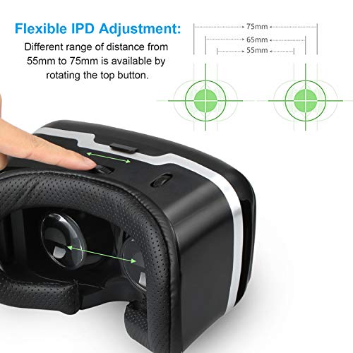 3D VR Headset with Adjustable Lens & Strap