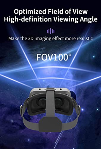 Black VR Headset with Remote for Mobile Gaming & Movies