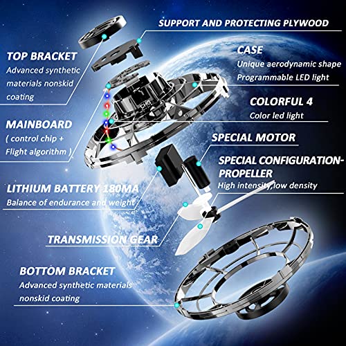 LED Hand Operated Flying Spinner Drone (Black)