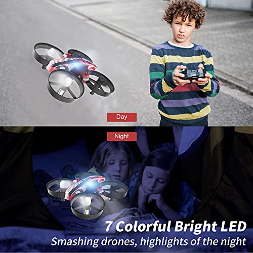 Mini Drone for Kids Beginners,Remote Control Quadcopter Drone with Auto Hovering,Headless Mode,3D Flip and Extra Batteries Toys Gifts for Boys and Girls-Red