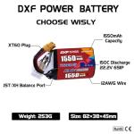 DXF 6S 1550mAh 150C Lipo Battery (2 Pack)