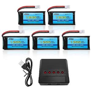 5PCS 3.7V 1200mAh Lipo Battery & Charger Set