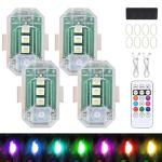 Rppiup 4-Pack Remote Control LED Strobe Lights
