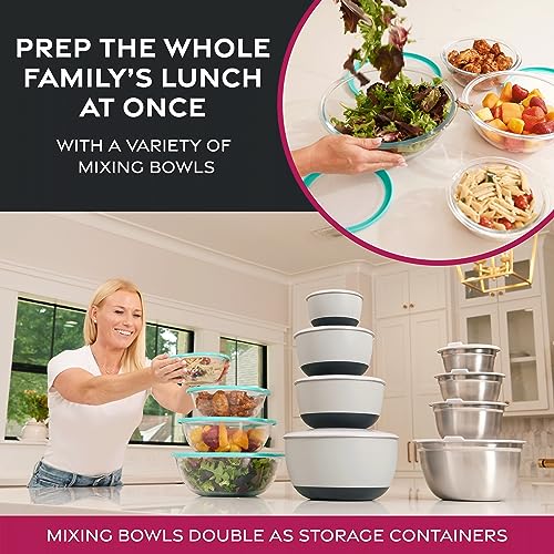 Stainless-Steel Mixing Bowls - (Set of 5) Brushed Stainless-Steel Mixing Bowl Set - Easy To Clean, Nesting Bowls for Space-Saving Storage, Great for Cooking, Baking, Prepping