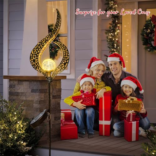 Homeimpro Outdoor Solar Lights Garden Crackle Glass Globe Stake Lights,Waterproof LED Lights for Garden,Lawn,Patio or Courtyard