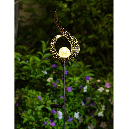 Homeimpro Outdoor Solar Lights Garden Crackle Glass Globe Stake Lights,Waterproof LED Lights for Garden,Lawn,Patio or Courtyard