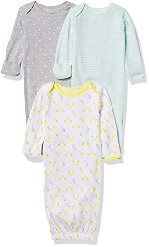 Simple Joys by Carter's Baby 3-Pack Cotton Sleeper Gown, Grey/White, Newborn