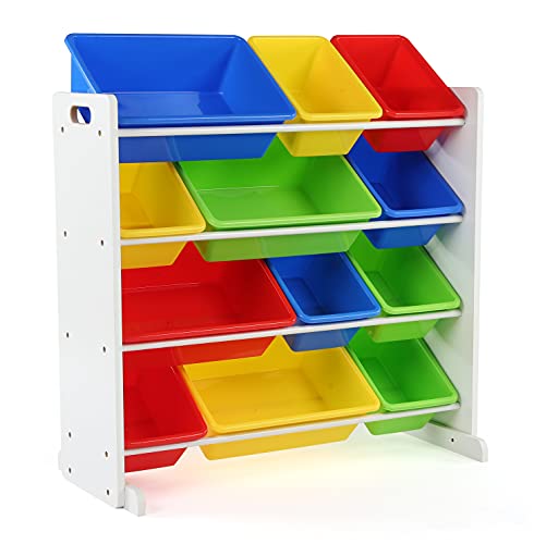 Kids' Toy Storage Organizer with 12 Plastic Bins