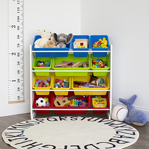Kids' Toy Storage Organizer with 12 Plastic Bins