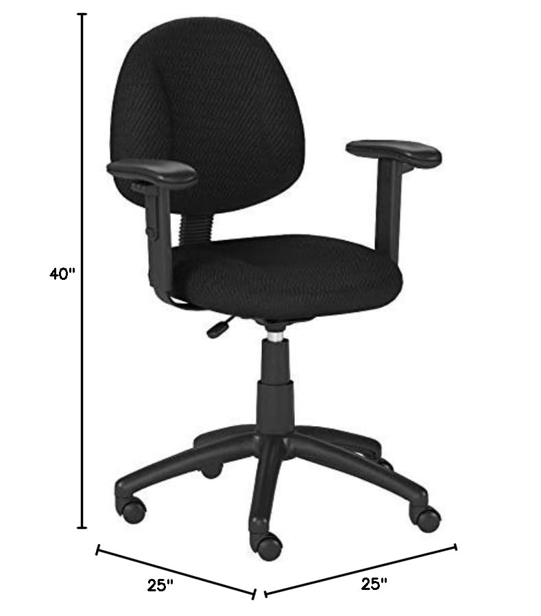 Boss Office Products Perfect Posture Delux Fabric Task Chair with Adjustable Arms in Black