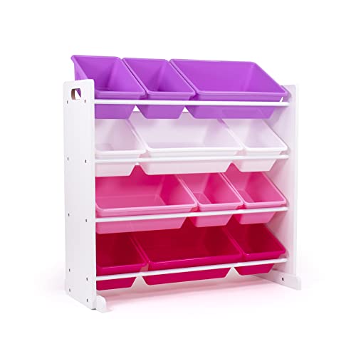 Kids' Toy Storage Organizer with 12 Bins (Pink&Purple)