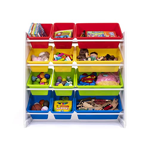 Kids' Toy Storage Organizer with 12 Plastic Bins