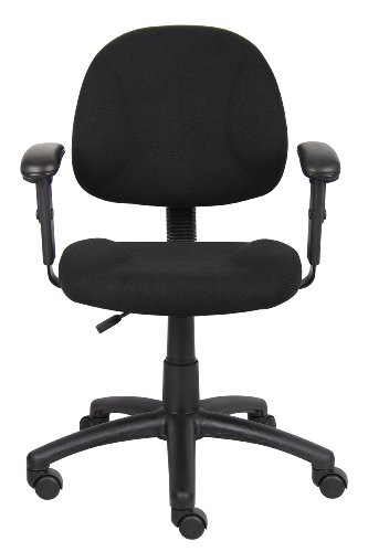 Boss Office Products Perfect Posture Delux Fabric Task Chair with Adjustable Arms in Black