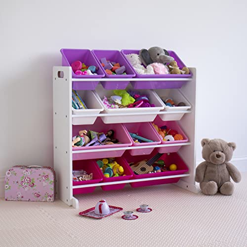 Kids' Toy Storage Organizer with 12 Bins (Pink&Purple)