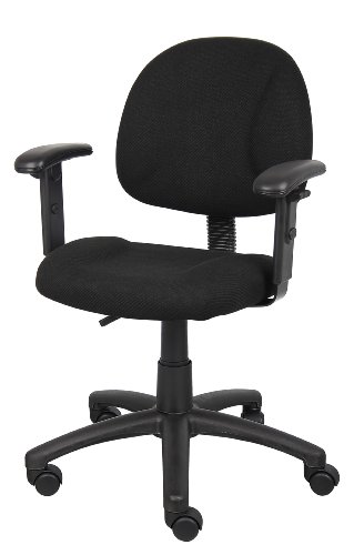Boss Office Products Perfect Posture Delux Fabric Task Chair with Adjustable Arms in Black