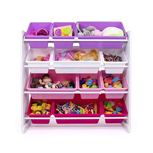 Kids' Toy Storage Organizer with 12 Bins (Pink&Purple)