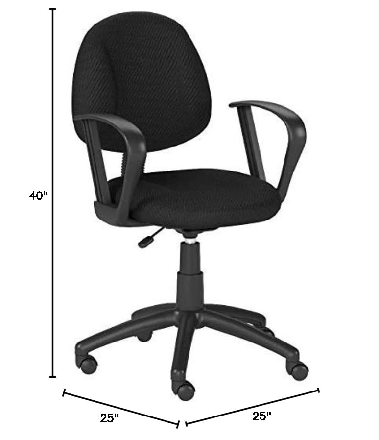 Boss Office Products Perfect Posture Delux Fabric Task Chair with Loop Arms in Black