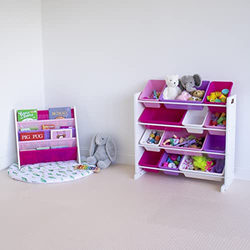 Kids' Toy Storage Organizer with 12 Bins (Pink&Purple)