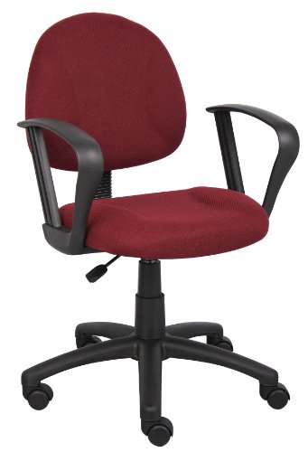 Boss Office Products Perfect Posture Delux Fabric Task Chair with Loop Arms in Burgundy
