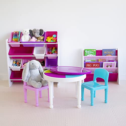 Kids' Toy Storage Organizer with 12 Bins (Pink&Purple)