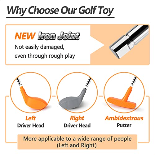 iPlay, iLearn Kids Golf Toys Set, Left & Right Golf Head, Indoor & Outdoor Golf Ball Game, Sports Gaming Clubs, Learning Active Exercise Gifts for 3 4 5 6 7 8 Year Olds, Toddler Boy Girl Child, Orange