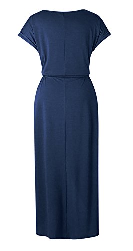Yidarton Women's Casual Short Sleeve Slit Solid Party Summer Long Maxi Dress