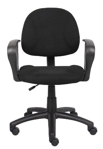 Boss Office Products Perfect Posture Delux Fabric Task Chair with Loop Arms in Black